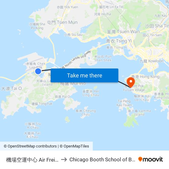 機場空運中心 Air Freight Forwarding Centre to Chicago Booth School of Business Hong Kong campus map