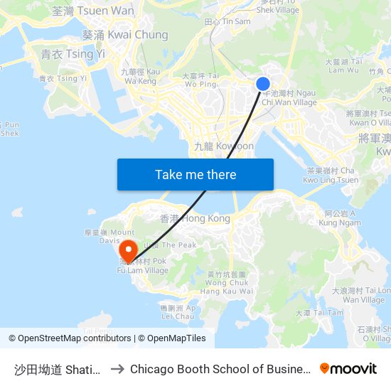 沙田坳道 Shatin Pass Road to Chicago Booth School of Business Hong Kong campus map