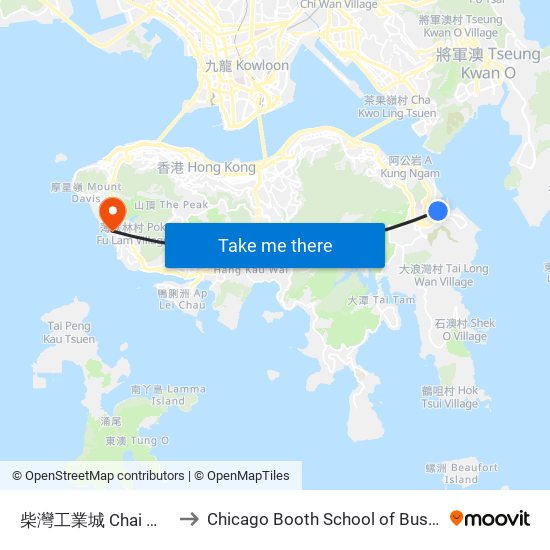 柴灣工業城 Chai Wan Industrial City to Chicago Booth School of Business Hong Kong campus map