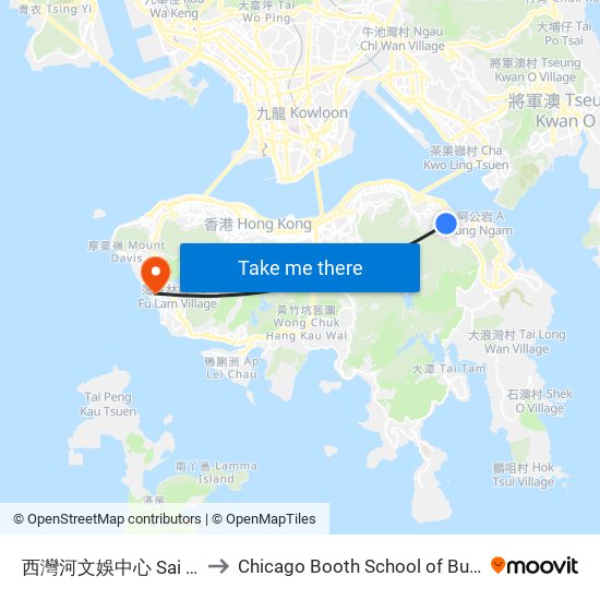 西灣河文娛中心 Sai Wan Ho Civic Centre to Chicago Booth School of Business Hong Kong campus map