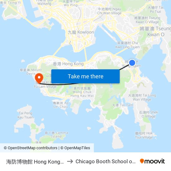 海防博物館 Hong Kong Museum Of Coastal Defence to Chicago Booth School of Business Hong Kong campus map