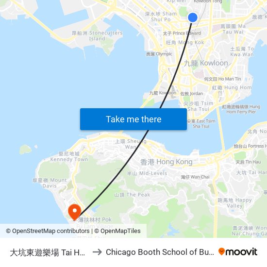 大坑東遊樂場 Tai Hang Tung Playground to Chicago Booth School of Business Hong Kong campus map