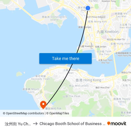 汝州街 Yu Chau Street to Chicago Booth School of Business Hong Kong campus map