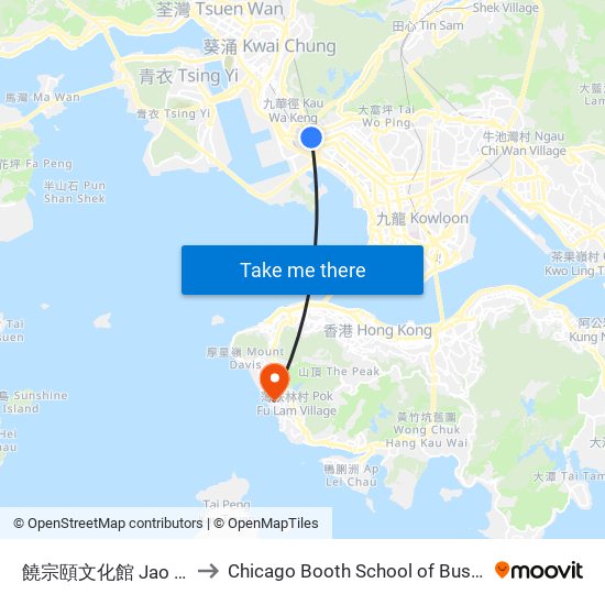 饒宗頤文化館 Jao Tsung-I Academy to Chicago Booth School of Business Hong Kong campus map