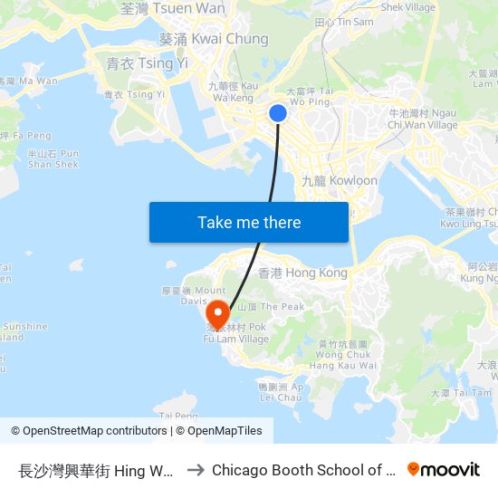 長沙灣興華街 Hing Wah Street Cheung Sha Wan to Chicago Booth School of Business Hong Kong campus map