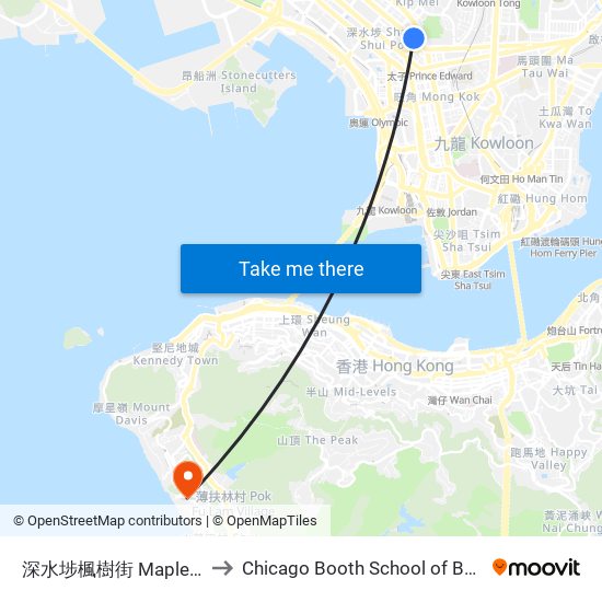 深水埗楓樹街 Maple Street Sham Shui Po to Chicago Booth School of Business Hong Kong campus map