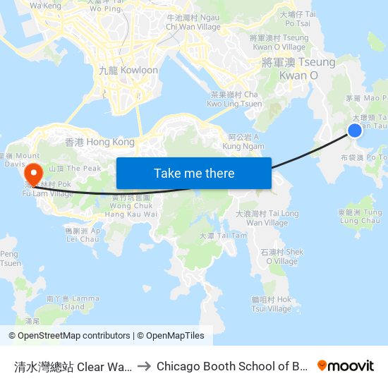 清水灣總站 Clear Water Bay Bus Terminus to Chicago Booth School of Business Hong Kong campus map