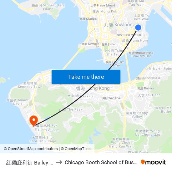 紅磡庇利街 Bailey Street Hung Hom to Chicago Booth School of Business Hong Kong campus map