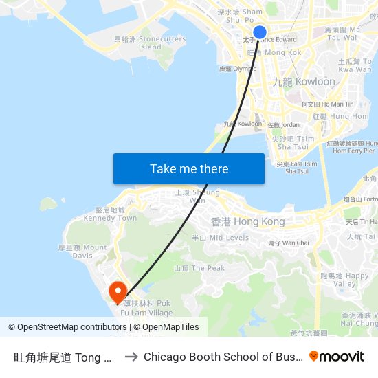 旺角塘尾道 Tong Mi Road Mong Kok to Chicago Booth School of Business Hong Kong campus map