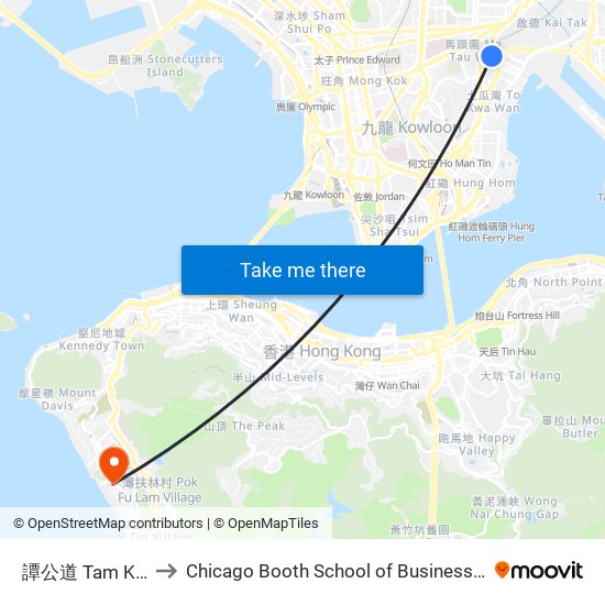 譚公道 Tam Kung Road to Chicago Booth School of Business Hong Kong campus map