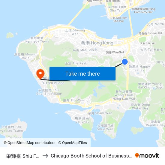 肇輝臺 Shiu Fai Terrace to Chicago Booth School of Business Hong Kong campus map