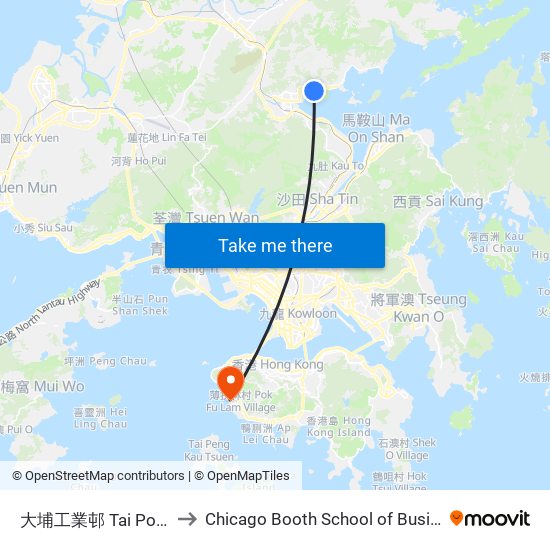 大埔工業邨 Tai Po Industrial Estate to Chicago Booth School of Business Hong Kong campus map