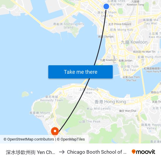 深水埗欽州街 Yen Chow Street Sham Shui Po to Chicago Booth School of Business Hong Kong campus map