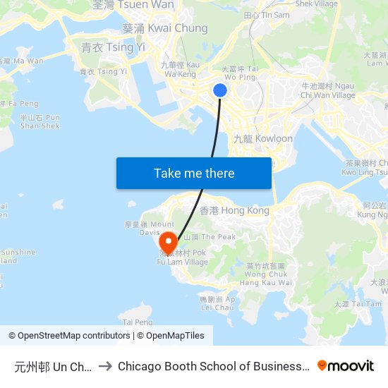 元州邨 Un Chau Estate to Chicago Booth School of Business Hong Kong campus map