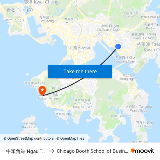 牛頭角站 Ngau Tau Kok Station to Chicago Booth School of Business Hong Kong campus map