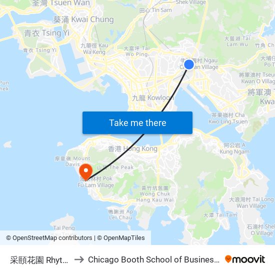 采頤花園 Rhythm Garden to Chicago Booth School of Business Hong Kong campus map