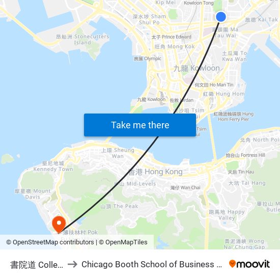 書院道 College Road to Chicago Booth School of Business Hong Kong campus map