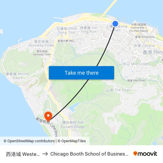 西港城 Western Market to Chicago Booth School of Business Hong Kong campus map