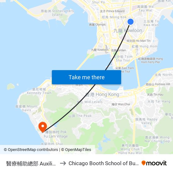 醫療輔助總部 Auxiliary Medical Services to Chicago Booth School of Business Hong Kong campus map