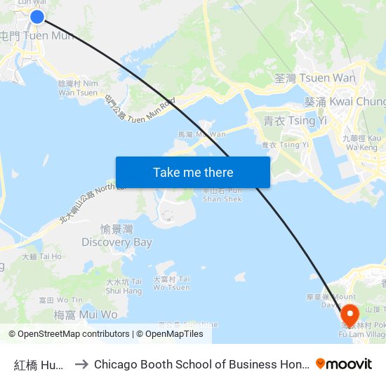 紅橋 Hung Kiu to Chicago Booth School of Business Hong Kong campus map