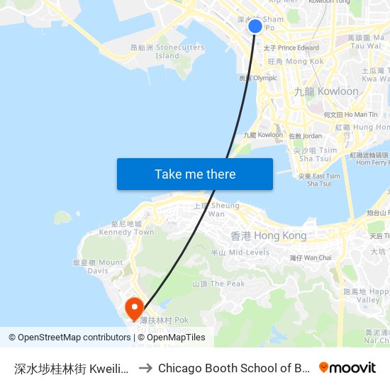 深水埗桂林街 Kweilin Street Sham Shui Po to Chicago Booth School of Business Hong Kong campus map