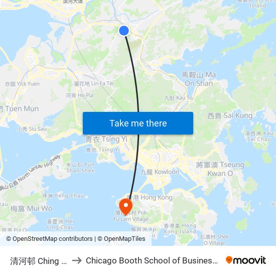 清河邨 Ching Ho Estate to Chicago Booth School of Business Hong Kong campus map