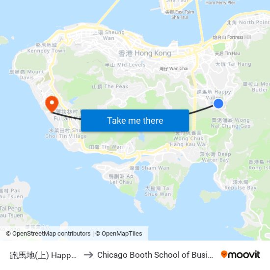 跑馬地(上) Happy Valley (Upper) to Chicago Booth School of Business Hong Kong campus map
