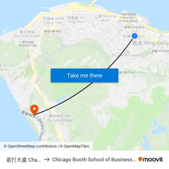 遮打大廈 Chater House to Chicago Booth School of Business Hong Kong campus map