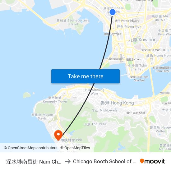 深水埗南昌街 Nam Cheong Street Sham Shui Po to Chicago Booth School of Business Hong Kong campus map