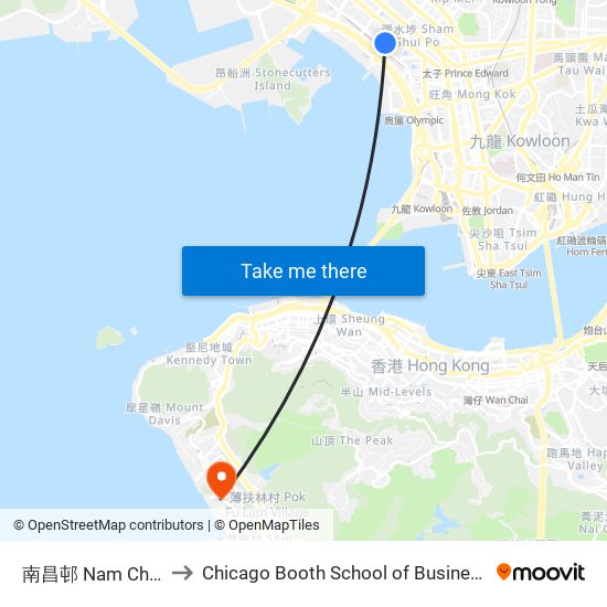 南昌邨 Nam Cheong Estate to Chicago Booth School of Business Hong Kong campus map