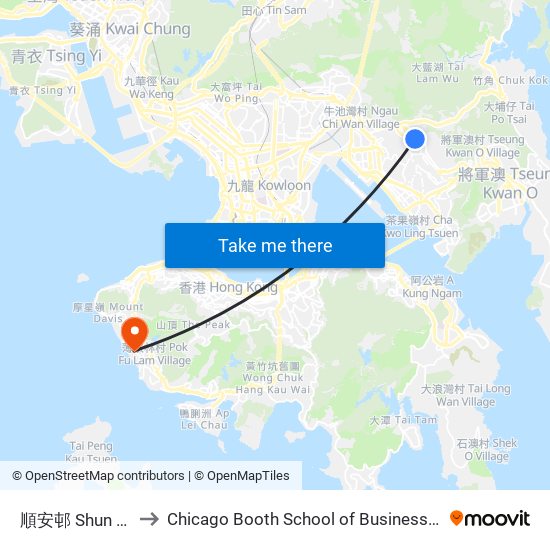 順安邨 Shun on Estate to Chicago Booth School of Business Hong Kong campus map