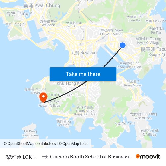 樂雅苑 LOK Nga Court to Chicago Booth School of Business Hong Kong campus map