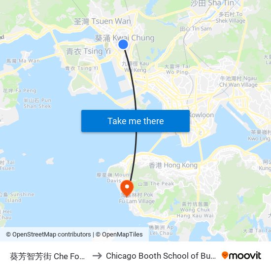 葵芳智芳街 Che Fong Street Kwai Fong to Chicago Booth School of Business Hong Kong campus map