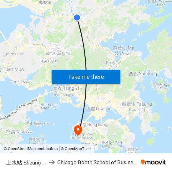 上水站 Sheung Shui Station to Chicago Booth School of Business Hong Kong campus map