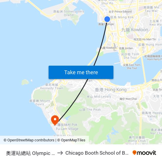 奧運站總站 Olympic Station Bus Terminus to Chicago Booth School of Business Hong Kong campus map