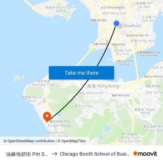 油麻地碧街 Pitt Street Yau MA Tei to Chicago Booth School of Business Hong Kong campus map