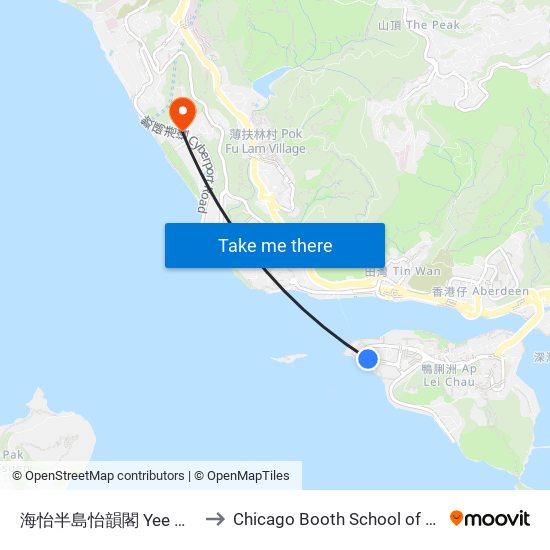 海怡半島怡韻閣 Yee Wan Court South Horizons to Chicago Booth School of Business Hong Kong campus map