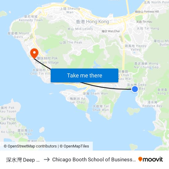 深水灣 Deep Water Bay to Chicago Booth School of Business Hong Kong campus map