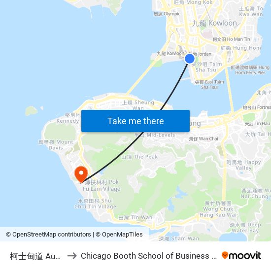 柯士甸道 Austin Road to Chicago Booth School of Business Hong Kong campus map