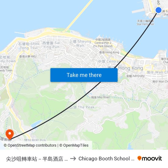 尖沙咀轉車站－半島酒店 Tsim Sha Tsui Bbi - Peninsula Hotel to Chicago Booth School of Business Hong Kong campus map