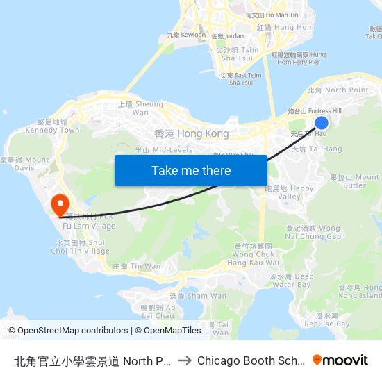 北角官立小學雲景道 North Point Government Primary School (Cloud View Road) to Chicago Booth School of Business Hong Kong campus map