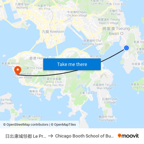 日出康城領都 Le Prestige Lohas Park to Chicago Booth School of Business Hong Kong campus map
