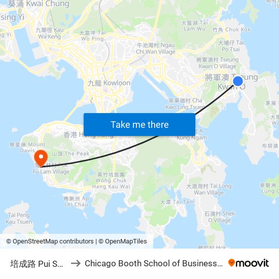 培成路 Pui Shing Road to Chicago Booth School of Business Hong Kong campus map