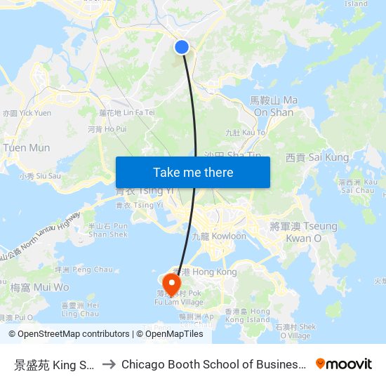 景盛苑 King Shing Court to Chicago Booth School of Business Hong Kong campus map