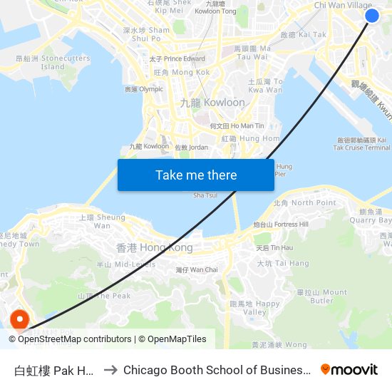 白虹樓 Pak Hung House to Chicago Booth School of Business Hong Kong campus map