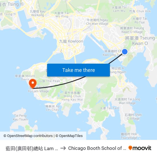 藍田(廣田邨)總站 Lam Tin (Kwong Tin Estate) B/T to Chicago Booth School of Business Hong Kong campus map