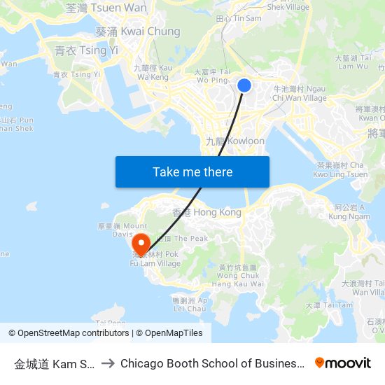 金城道 Kam Shing Road to Chicago Booth School of Business Hong Kong campus map