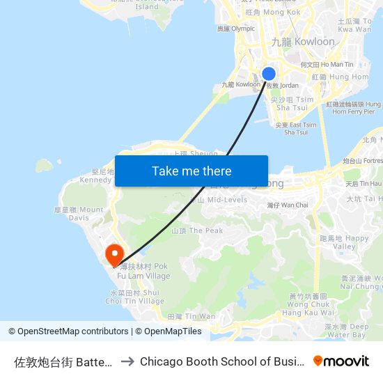 佐敦炮台街 Battery Street Jordan to Chicago Booth School of Business Hong Kong campus map