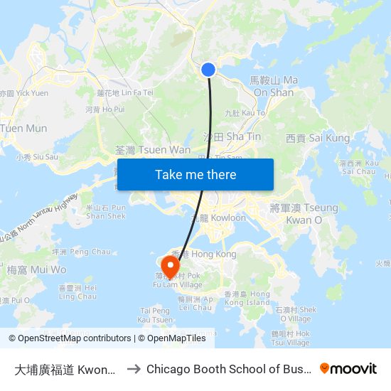 大埔廣福道 Kwong Fuk Road Tai Po to Chicago Booth School of Business Hong Kong campus map