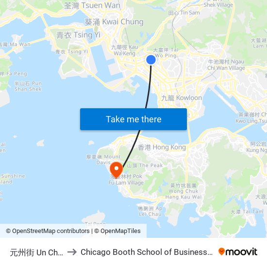 元州街 Un Chau Street to Chicago Booth School of Business Hong Kong campus map